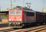 155 159-7 mit einem Ganzzug offener G�trwagen der DB, 13.10.10 Bhf.