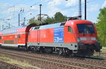 Bereits wieder vorbei, dieser Veranstaltungshinweis auf die Ruder EM in Brandenburg auf der 182 008 auf dem RE1 nach Frankfurt(Oder) am 12.05.16 Berlin-Hirschgarten.