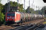 185 029-6 mit Kesselwagenzug Richtung Bernau, 02.08.13 Berlin-Karow.