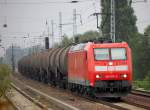 185 070-0 ist eine von den Loks die an die RBH vermietet ist, hier mit Kesselwagenzug Richtung karower Kreuz Berlin am 06.08.09