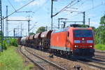 185 154-2 mit einem gemischten Güterzug am 29.06.16 Bf.