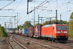 185 165-8 mit Containerzug am 23.09.17 Bf. Flughafen Berlin-Schönefeld.
