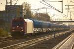 185 209-4 mit einem Ganzzug tschechisch/slowakischer Staubsilowagen (viert�rmig) am 29.10.10 Bhf.