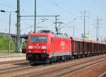 185 252-45 mit Ganzzug offener G�terwagen, 31.05.11 Bhf.