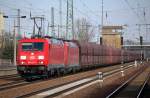 185 224-3 hat 185 347-2 und Ganzzug Sch�ttgutwagen am Haken, 02.03.13 Bhf.