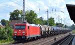 185 211-0 mit Kesselwagenzug Richtung Schwedt am 31.07.14 Berlin-Karow.