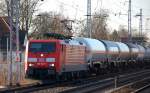 189 020-1 mit Kesselwagenzug Richtung Schwedt am 17.02.14 Berlin-Karow.