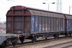 Zweiachsiger, gro�r�umiger Schiebewandwagen der DB eingestellt mit der Nr.