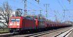 DB Cargo AG, Mainz [D] mit der Doppeltraktion  185 320-9  [NVR-Nummer: 91 80 6185 320-9 D-DB] +  185 205-2  [NVR-Nummer: 91 80 6185 205-2 D-DB] und dem Erzzug am 02.05.24 Höhe Bahnhof Golm