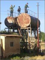Ein ausgezeichneter Fotostandpunkt vor dem Dampflokdepot in Asmara.