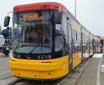 Die von der polnischen Fa. PESA gebaute Niederflur-Stra�enbahn Jazz die in Danzig und Warschau zum Einsatz kommt, 26.09.14 Inno Trans Berlin.