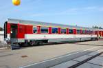 Dieser moderne Personenwagen der 1.Klasse kommt bei der ZSSK in Slowakei zum Einsatz, komfortabel und modern, der Wagen auf der Messe hatte die Nr. SK-ZSSK Ampeer 61 56 19-70 205-8, 24.09.10 InnoTrans 2010 
