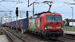 DB Cargo AG, Mainz [D] mit ihrer Vectron   193 309  [NVR-Nummer: 91 80 6193 309-2 D-DB] und einem Containerzug am 04.11.25 Höhe Bahnhof Rodleben.