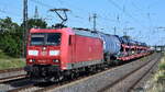 DB Cargo AG, Mainz [D] mit ihrer  185 057-7  [NVR-Nummer: 91 80 6185 057-7 D-DB] und einem gemischten Güterzug Richtung Rbf.