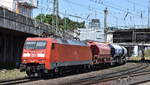 DB Cargo AG, Mainz [D] mit ihrer  152 097-2  [NVR-Nummer: 91 80 6152 097-2 D-DB] verlässt den Hamburger Hafen mit einem Ganzzug Schüttgutwagen mit Schwenkdach (Kalitransporte) den Hamburger