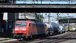 DB Cargo AG, Mainz [D] mit ihrer  152 025-3  [NVR-Nummer: 91 80 6152 025-3 D-DB] verlässt den Hamburger Hafen mit einem Gefahrgutzug Kesselwagen + Tankcontainer den Hamburger Hafen am 14.05.25