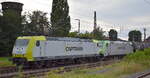 ITL - Eisenbahngesellschaft mbH, Dresden [D] mit der Doppeltraktion   185 543-6  [NVR-Nummer: 91 80 6185 543-6 D-ITL] +  185 562-6  [NVR-Nummer: 91 80 6185 562-6 D-ITL] und einem Kesselwagenzug, hielt