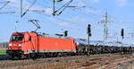 DB Cargo AG, Mainz [D] mit ihrer  185 241-7  [NVR-Nummer: 91 80 6185 241-7 D-DB] und einem Kesselwagenzug (geschmolzenes Schwefel) am 19.03.26 Höhe Bahnhof Rodleben.