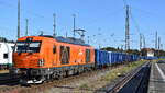 AMEH Trans - ArcelorMittal Eisenhüttenstadt Transport GmbH, Eisenhüttenstadt [D] mit ihrer Vectron Dual Lok  248 043  [NVR-Nummer: 90 80 2248 043-2 D-EKO] hat einem polnischen Ganzzug