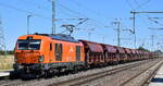 AMEH Trans - ArcelorMittal Eisenhüttenstadt Transport GmbH, Eisenhüttenstadt [D] mit ihrer Vectron Dual Lok  248 043  [NVR-Nummer: 90 80 2248 043-2 D-EKO] und einem Ganzzug polnischer