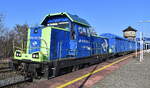 PKP CARGO S.A. mit ihrer  SM42-1224 6Dg  (NVR: 92 51 3 620 ???-? PL-PKPC) beim Rangieren von Schiebewandwagen am 18.03.26 im Bahnhof Kostrzyn nad Odrą (oben).