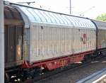 Gro�r�umiger Schiebewandwagen mit Drehgestellen aus �sterreich der Rail Cargo Austria eingestellt mit der Nr.