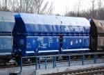 Polnische Sch�ttgutwagen( Selbstentladewagen)sind zur Zeit wieder h�ufig im Einsatz um die Berliner Kohlekrafwerke mit frischer Kohle zu beliefern, im Bild der Wagen vom Typ Falns eingestellt mit der