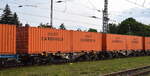 Eine Drehgestell-Gelenkcontainertragwagen vom slowakischen Einsteller Tenutado SK, a.s.