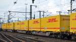 DHL als einer der Riesen in der Branche in Europa nutzt den Bahnverkehr natürlich schon seit ewigen Zeiten mit Containern und LKW-Aufliegern in großer Stückzahl, 24.05.14 Bhf.