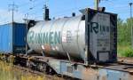 RINNEN Kesselcontainer für ein umweltgefährdendes flüssiges Ladegut (UN-Nr.90/3082) am 03.09.14 Bhf.