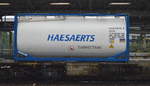 Tankcontainer vom belgischen Unternehmen Haesaerts Intermodal am 27.07.16 Bf Flughafen Berlin-Schönefeld.