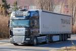 DAF XF 105.480 SPACE CAB Limited Edition Zugmaschine mit TRANSA DB SCHENKER Auflieger, 22.02.11 Bonholmer Br�cke Berlin.