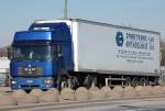 MAN F2000 Evo Zugmaschine als Sattelzug aus Griechenland, 05.03.13 Berlin-Beusselbr�cke.