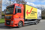 MAN TGX 18.480 Wechsellader, ein Umzugs-LKW der Fa.BORKOWSKI UMZÜGE aus Berlin am 08.04.16 Berlin-Pankow.