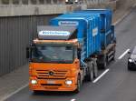 MB ACTROS V8 Abrollkipper + H�nger der Recyclingfirma Bartscherer aus Berlin, 22.10.10 Berliner Stadtautobahn H�he Knobelsdorffstr.