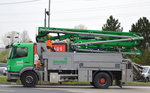 MB ACTROS 1829mit Putzmeister Betonpummpe der Fa.Heidelberger Betonpumpen am 12.04.16 Schönefeld bei Berlin.