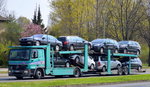 MB ACTROS 1841 PKW-Transporter der Fa. VYTARO TRANSPORTAS aus Litauen am 13.04.16 Berlin-Schöneweide.
