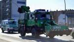 Die technische Einsatzeinheit der Berlner Polzei mit ihrem MB UNIMOG U 5000 mit SCHAEFF Frontlader und PALFINGER PK 12502 Performance Selbladevorrichtung am 13.03.14 Berlin-Beusselbrücke.