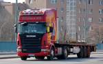 SCANIA R500 Sattelzug mit Flachauflieger der Sped.