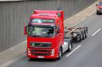 VOLVO FH 450 (GLOBETROTTER) mit Containertr�geraufliegr, 12.07.11 Berliner Stadtautobahn H�he Knobelsdorffstr.