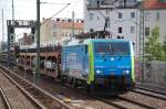 MRCE Mietlok der PKP Cargo ES64F4-802/EU45-802 mit PKW-Transportzug am 03.06.13 Richtung Berlin-Spandau, 03.06.13 Berlin-Wedding.