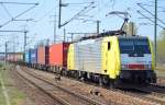 MRCE Dispolok E 189-206 für RTB mit Containerzug am 24.04.15 Bhf.