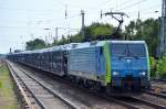 PKP Cargo EU45-154/189-154 mit PKW-Transportzug fabrikneuer Vauxhall Astra am 17.07.15 Berlin Hirschgarten.