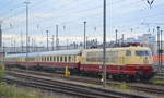 Völlig überraschend stand die 103 113-7 vom DB Museum Koblenz Lützel mit drei TEE Rheingold in der Nacht vom 19.09-20.09.17 in Berlin-Lichtenberg abgestellt.