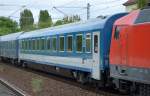 Ungarischer 2.Klasse EC-Personenwagen mit der Nr. H-START 61 55 21-91 301-7 Bvmz am 10.05.15 Richtung Berlin-Grunewald auf dem Berliner Innenring Höhe Berlin-Jungfernheide. 
