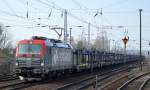 Nun also die zweite polnische Vectron, EU46-503/5 370 015-1/193-503 mit einem Leerzug PKW-Transportwagen am 01.03.16 Berlin-Hirschgarten.