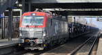 PKP Cargo mit Eu46-514/193-514 und PKW-Transportzug (leer) am 15.02.18 Bf. Berlin-Hohenschönhausen.