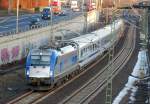 PKP IC  Husarz  5 370 008 1251 (9151 570 008-2 PL-PKPIC/ 183 608-9) mit der Zuggespann des Berlin-Warschau-Express unterwegs zum Abstellpunkt Berlin-Grunewald, 10.01.11 Berliner Innenring H�he