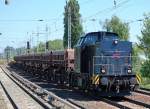 rt&l Felix (92 80 1203 152-4 D-RTUL, Bj.1975) mit einem Ganzzug Sch�ttgutkippwagen Richtung Karower Kreuz Berlin, 13.05.09 Berlin-Karow.