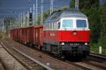 East-West Railways mit 232 309-5 mit ganzzug offener G�terwagen am 20.08.13 Berlin-Karow.